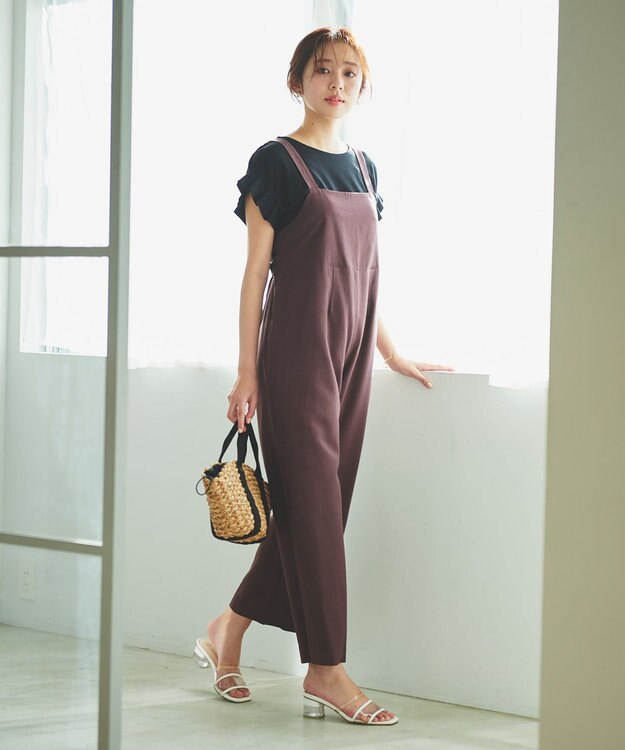 Feroux 【洗える】バックリボン オールインワン ダークブラウン系