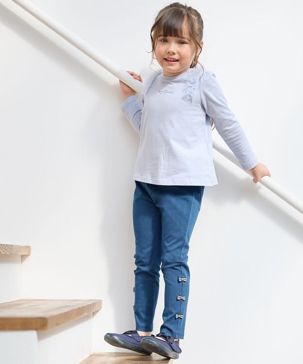 ANY KIDS カットデニム ガーリーパンツ ネイビー