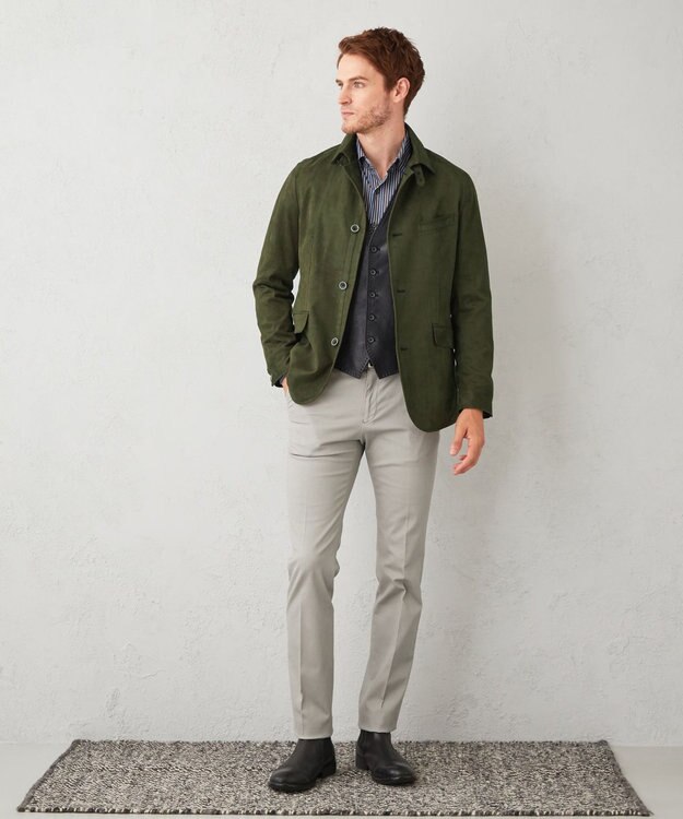 JOSEPH ABBOUD 【ウエストも伸びる】オーガニックストレッチピケ パンツ ライトグレー系