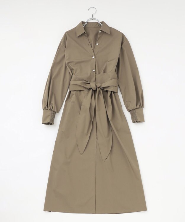 #Newans 【ANSWER for 産前産後ママ】リボン取り外し可能！シャツカラーワンピース カーキ系