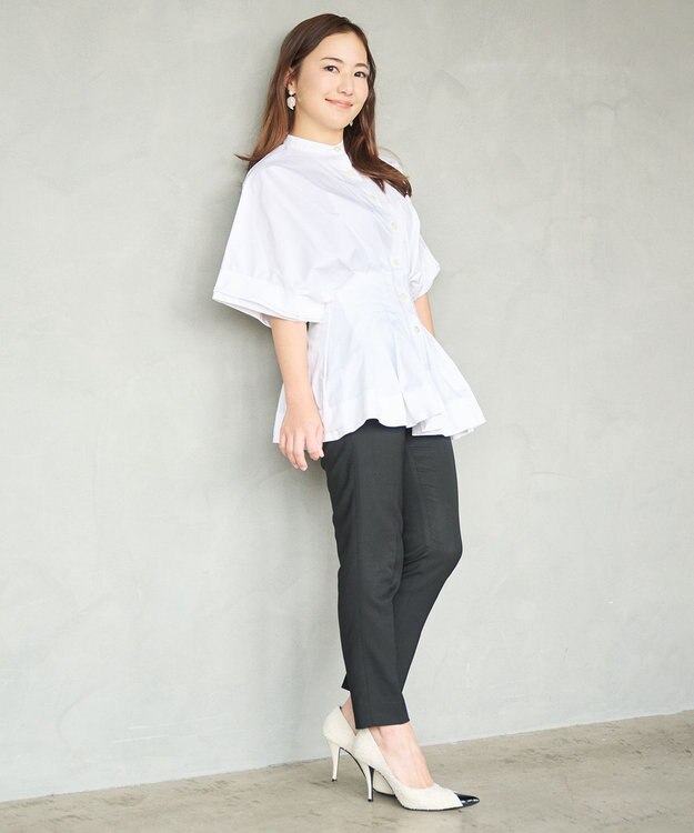 #Newans ナローウエストデザインブラウス ホワイト