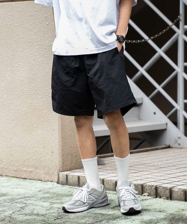 WEGO 【速乾/ウエストゴム/SMLサイズ】ナイロンイージーショーツ ブラック