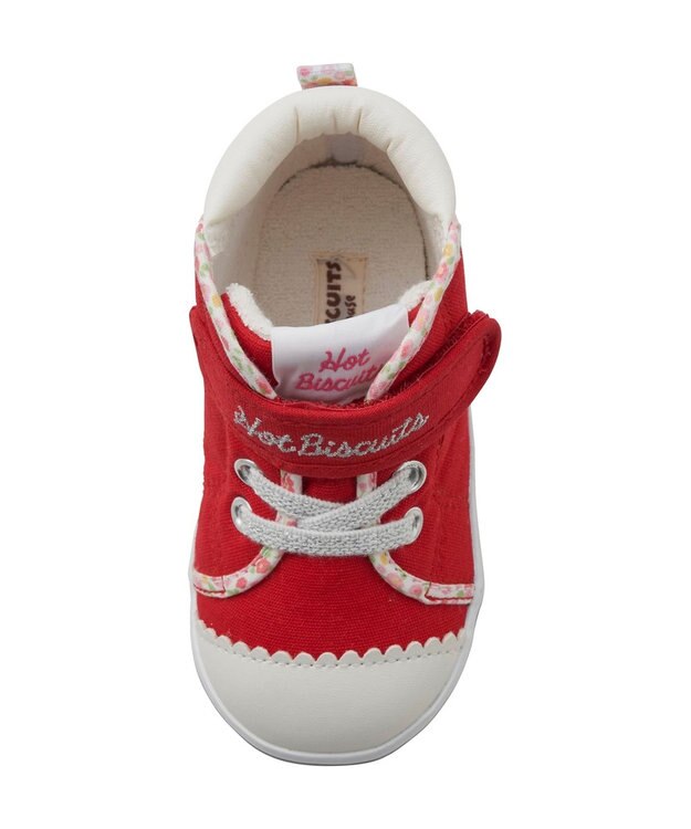 MIKI HOUSE HOT BISCUITS 【14-16cm】 小花柄 パイピング セカンドベビーシューズ 赤