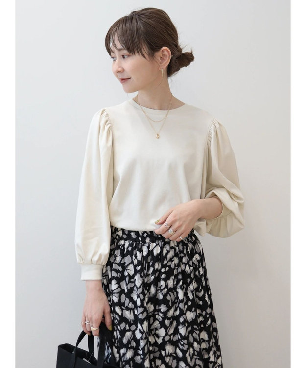 AMERICAN HOLIC ドルマンギャザー７分袖カットプルオーバー Ivory