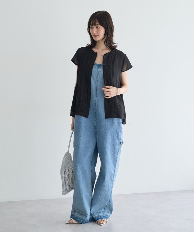 YECCA VECCA ペプラムシアーブラウス Black