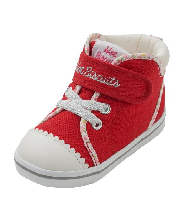 MIKI HOUSE HOT BISCUITS 【14-16cm】 小花柄 パイピング セカンドベビーシューズ 赤