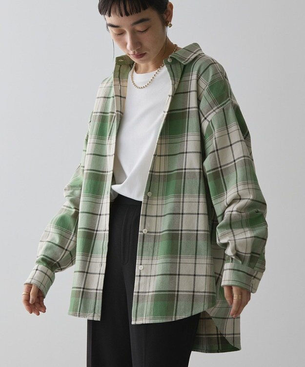 AMERICAN HOLIC スラブチェックＢＩＧシャツ Green
