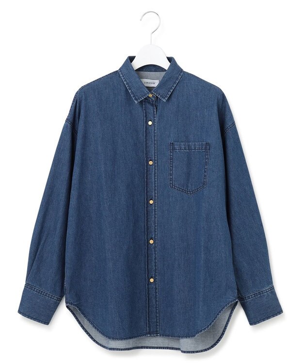 23区 S 【洗える】ライトダンガリー 2WAY シャツ スカイブルー系