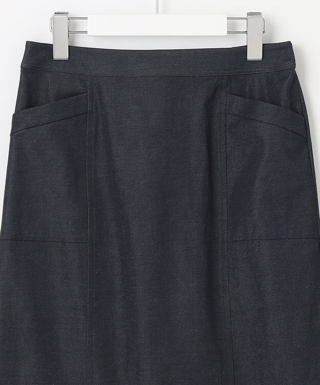 J.PRESS LADIES 【洗える・吸水速乾】コットン麻シェルドライ ナロー スカート ネイビー系