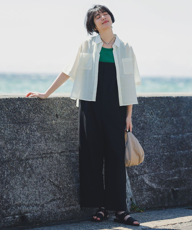 ANY イージーケアライトストレッチサロペット ブラック