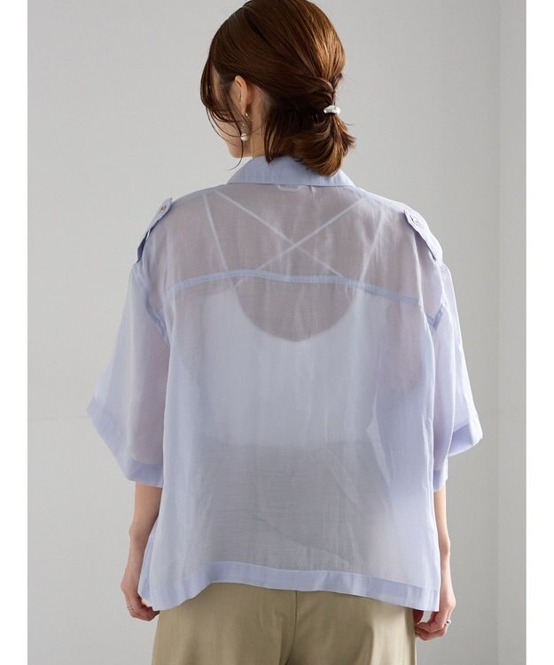 Te chichi シアー半袖Wポケットシャツ サックスブルー