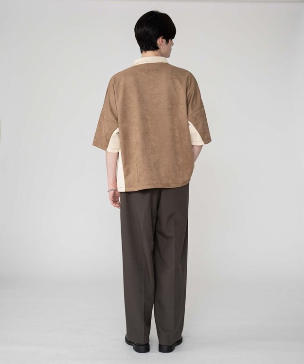 WEGO 【ユニセックス着用ITEM/MLサイズ展開】フェイクスウェードドルマンハーフZIPT（SS） ブラウン