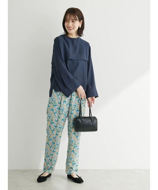 Green Parks Ｂ．レーヨン混プリントパンツ Gray