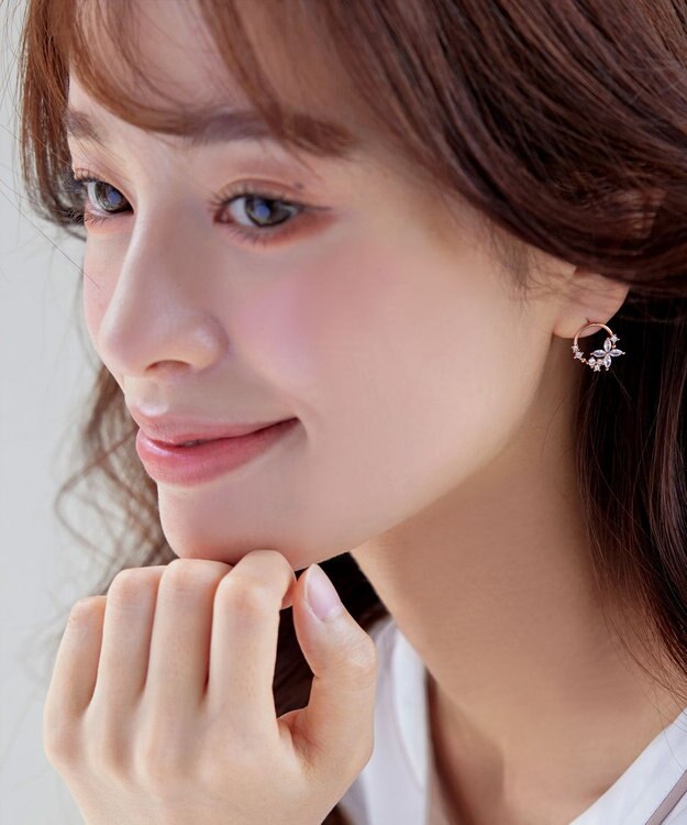 Tiaclasse 【金属アレルギー対応】バタフライサークルピアス ピンクゴールド