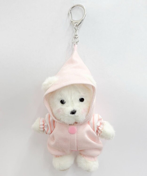 WEGO フードサロペくまちゃんぬいぐるみキーホルダー ライトピンク