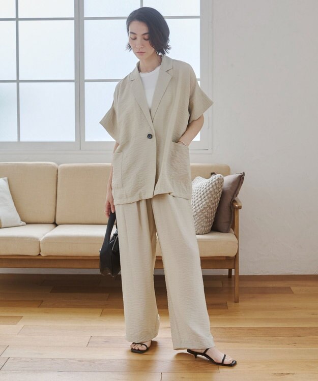 WEGO 【ANGIE VINTAGE】接触冷感半袖ジャケット ホワイトアイボリー