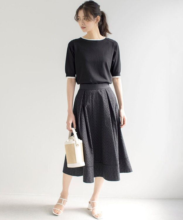 組曲 エンブロイダリーレース スカート ブラック系