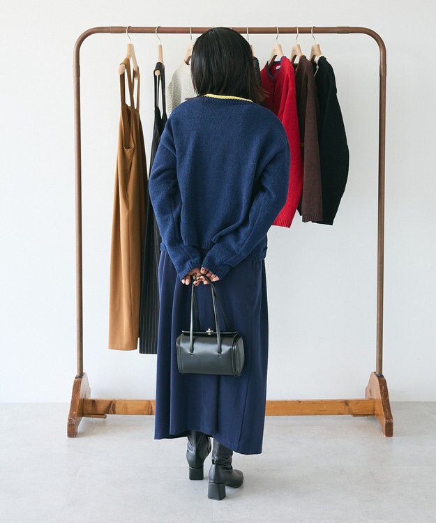 CRAFT STANDARD BOUTIQUE キナリノコラボ/洗える配色モールニットカーディガン/24AW Navy