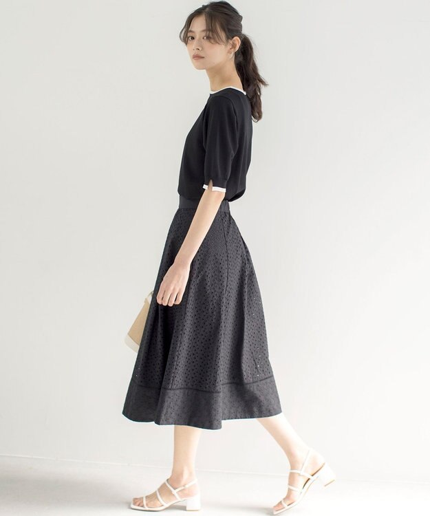 組曲 S エンブロイダリーレース スカート ブラック系