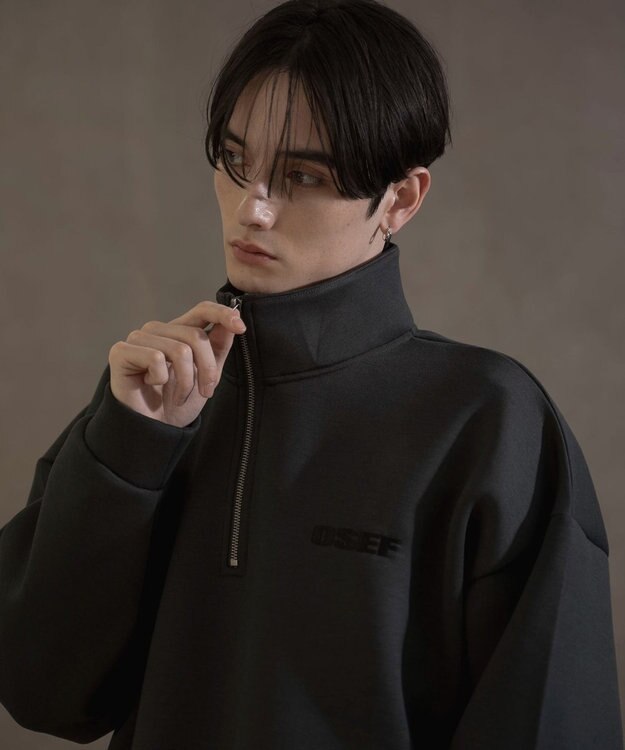 WEGO KEEPWARM　BIGハーフZIPプルオーバー ブラック中濃色