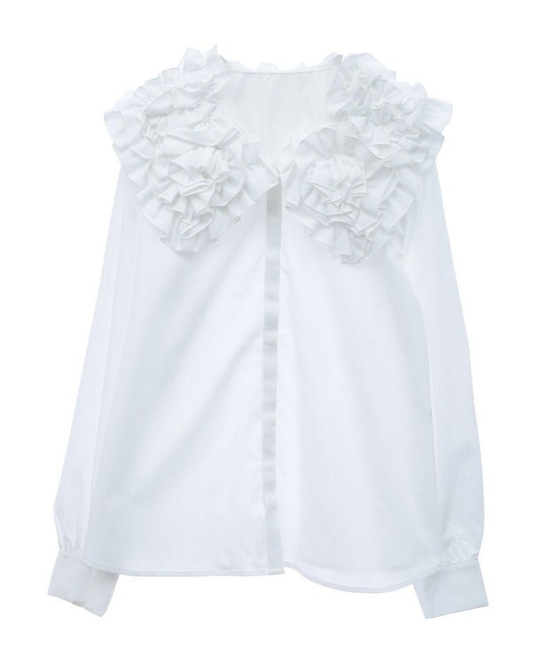 Green Parks フリルビッグカラーブラウス Off White