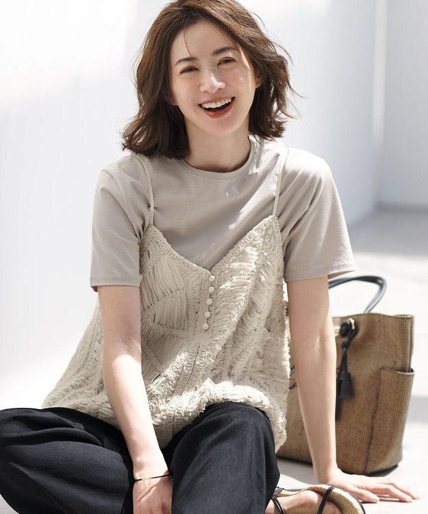 新品タグ付き【23区】デザインTシャツ グレー系　38 WEB＆一部店舗限定カラーあり】ハイエンド クルーネック Tシャツ / 23