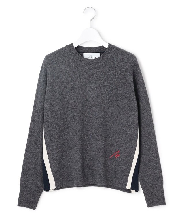 ICB 【30th ANNIVERSARY】 カシミヤブレンド 配色デザインプルオーバー クラウディスカイ