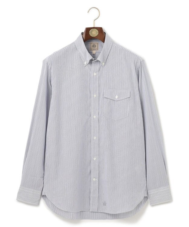 J.PRESS MEN ポプリンマルチストライプ ボタンダウンシャツ ネイビー系1