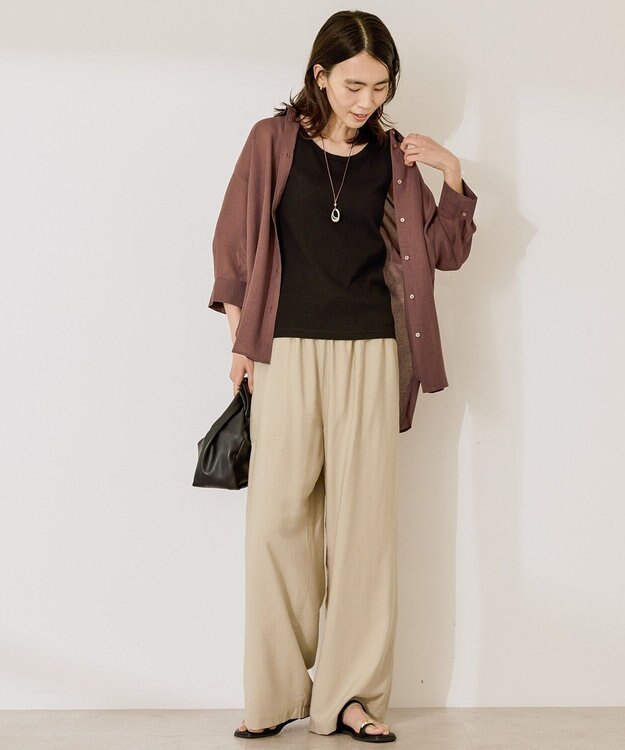 AMERICAN HOLIC シアーボイルレギュラー7分袖シャツ Chocolat