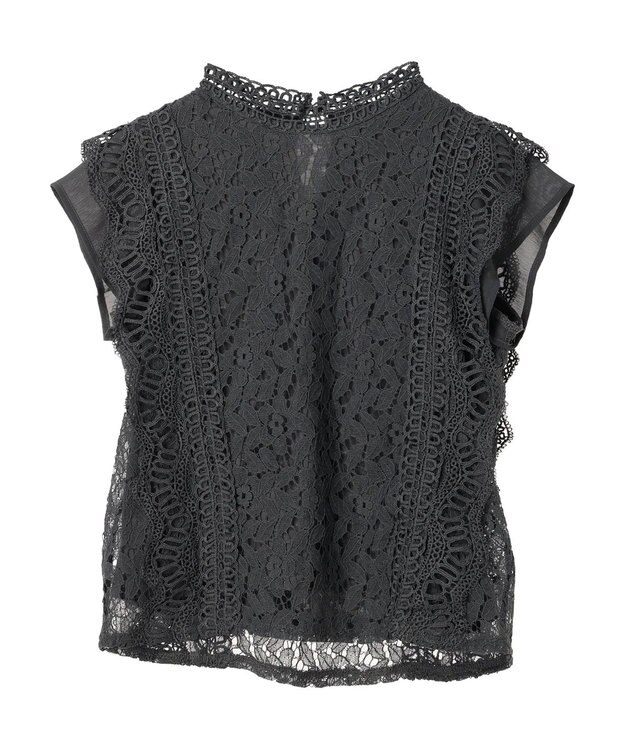 Green Parks ・Ｐｅｔｉｔ　Ｆｌｅｕｒ　フレンチレーシ－ブラウス Charcoal Gray