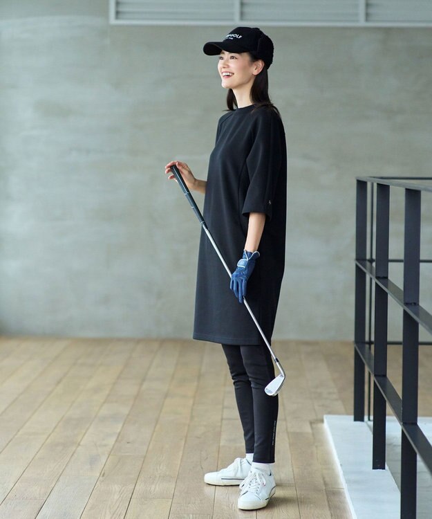23区GOLF 【WOMEN】きれいめ ジャージー ワンピース 体型カバー 動きやすさ抜群 オールシーズンOK ブラック系