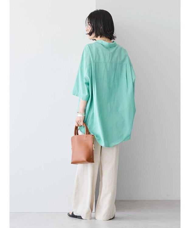 AMERICAN HOLIC 接触冷感＋ＵＶカットＷポケットＢＩＧシャツチュニック Stripe