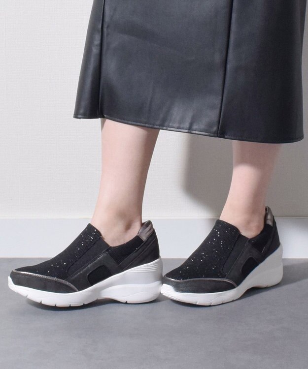 Bridget Birkin 【Round About】ヒールアップスリッポンスニーカー ブラックコンビ