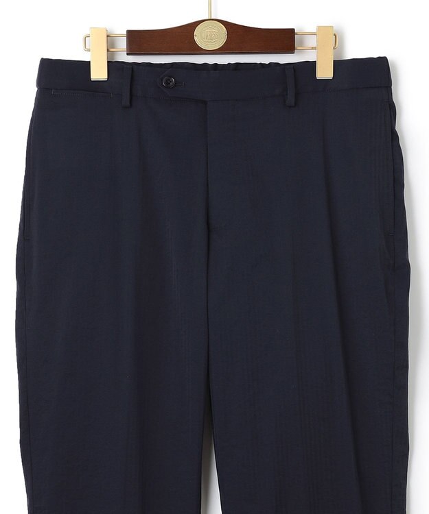 J.PRESS MEN メカニカルストレッチ ヘリンボンパンツ ネイビー系