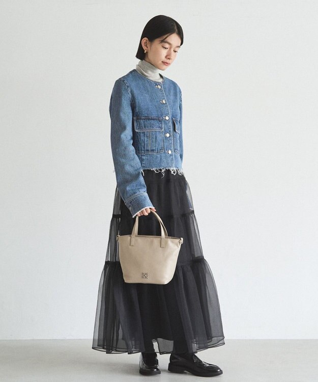 russet レザー2WAYミニトートバッグ(CE-1664) GrayBeige