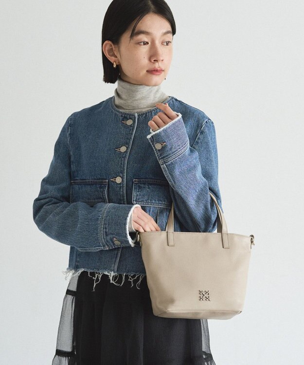 russet レザー2WAYミニトートバッグ(CE-1664) GrayBeige