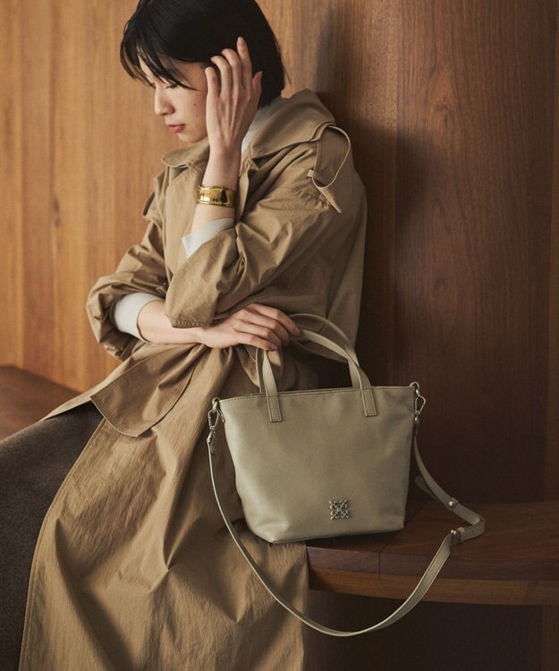 russet レザー2WAYミニトートバッグ(CE-1664) GrayBeige