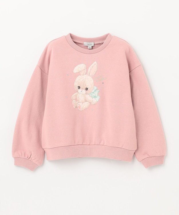 ANY KIDS アニマルプリントトレーナー ピンク×ウサギ
