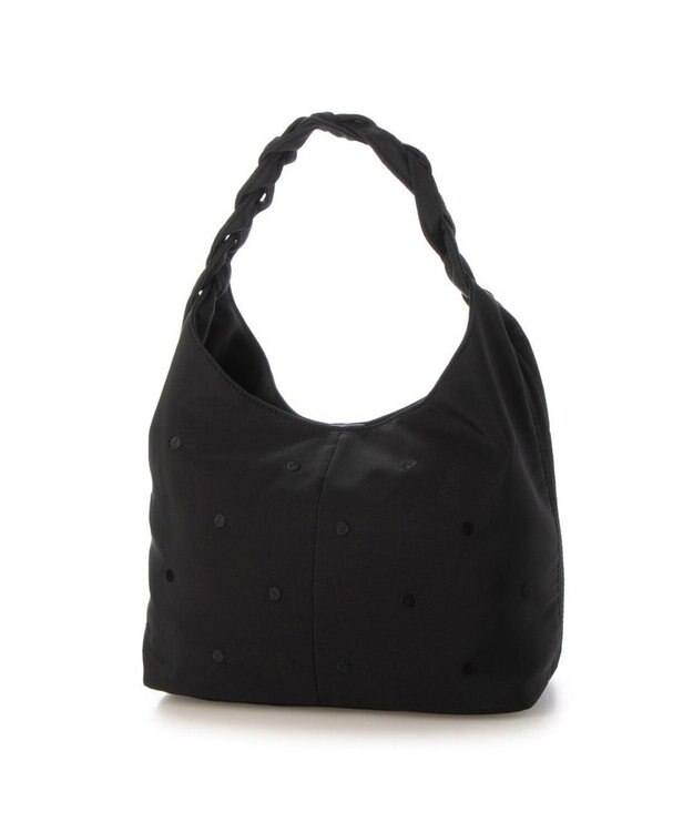 UNBILLION カシュカシュ cachecache / 三つ編みハンドルドット刺繍トート ブラック