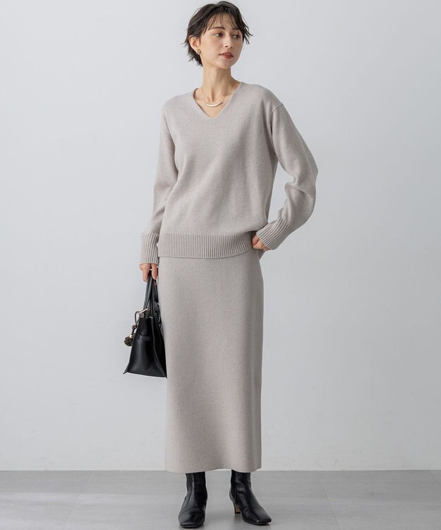 23区 【VERY掲載/洗える】カシミヤブレンド Iライン ニットスカート ベージュ系
