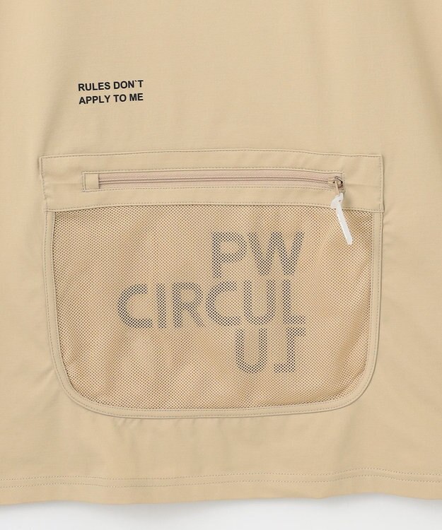 PW CIRCULUS 【吸水速乾 / UV遮蔽率99% UVカット / ストレッチ】【MEN】バックメッシュポケットモックT ゴルフ ベージュ系