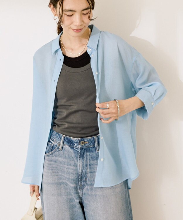AMERICAN HOLIC シアーボイルレギュラー7分袖シャツ Light Blue
