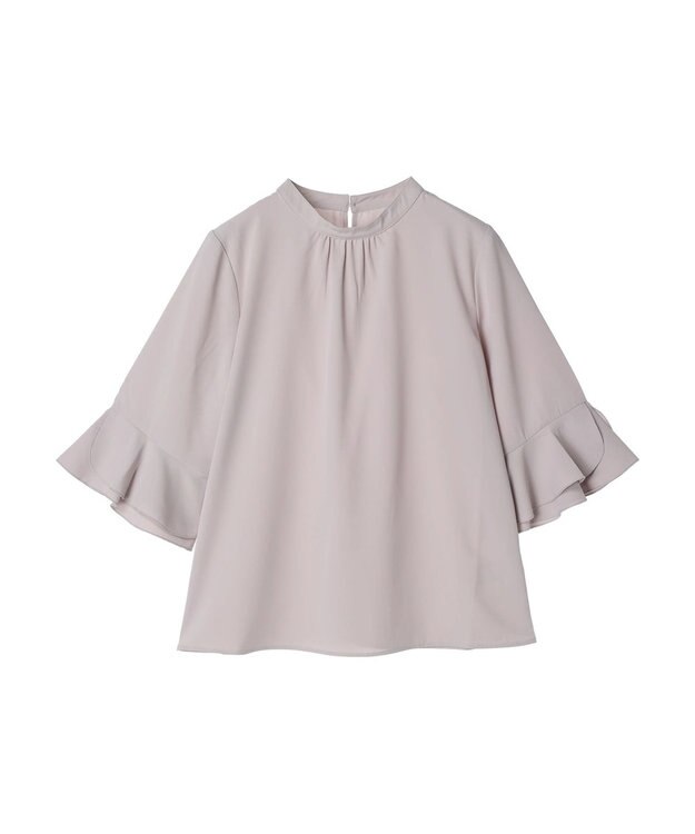 earth music&ecology ラッフル７分袖ブラウス Pink Beige