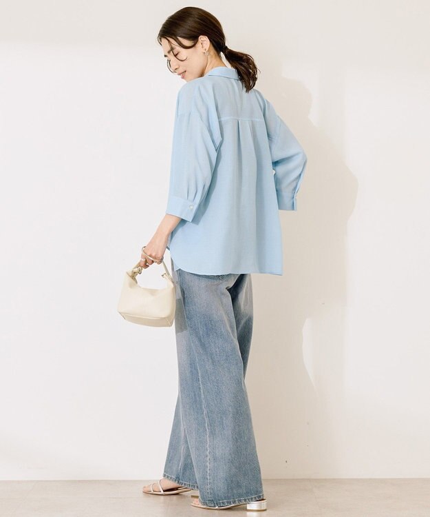 AMERICAN HOLIC シアーボイルレギュラー7分袖シャツ Light Blue