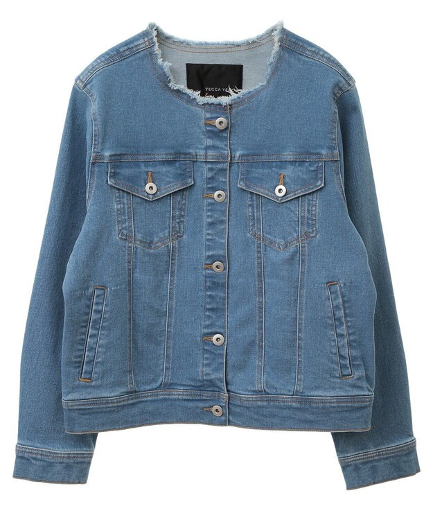 YECCA VECCA ノーカラーストレッチGジャン Indigo