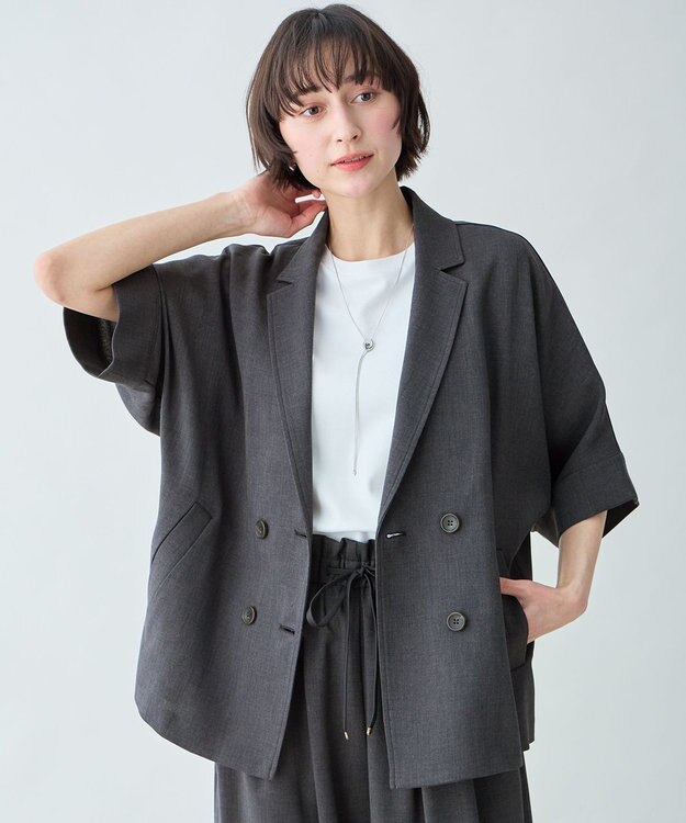 ANY 【セットアップ対応】テックリネンツイードジャケット チャコール系