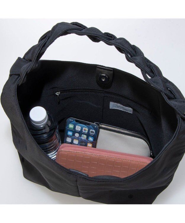 UNBILLION カシュカシュ cachecache / 三つ編みハンドルドット刺繍トート ブラック