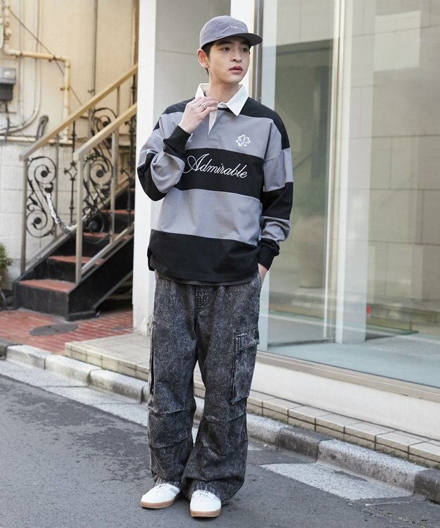 WEGO グラフィックラガーシャツ ブラック