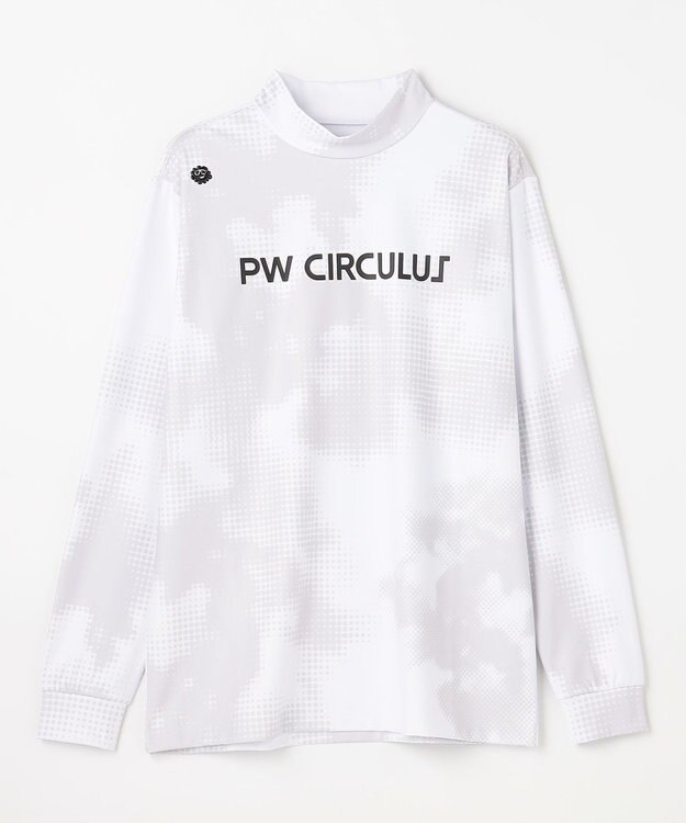 PW CIRCULUS 【裏起毛であたたか】【MEN】Dot camouflage ロングスリーブモックネックT ゴルフ ホワイト系5