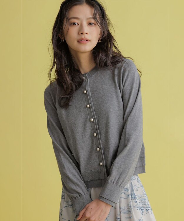 組曲 コットンニット カーディガン ライトグレー系